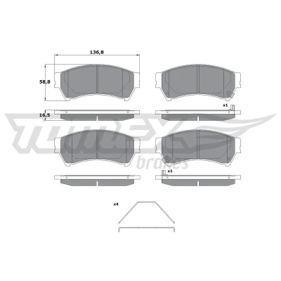 Billede af TOMEX brakes TX 17 40 Bremseklodser foraksel med akustisk advarsel for slid MAZDA: 6 Stationcar, Hatchback, Sedan