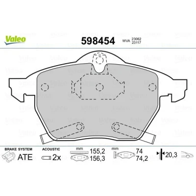Billede af VALEO 598454 Bremseklodser foraksel Inkl. slidadvarselskontakt uden anti knirke plade OPEL: Astra H Caravan, Zafira B, Hatchback