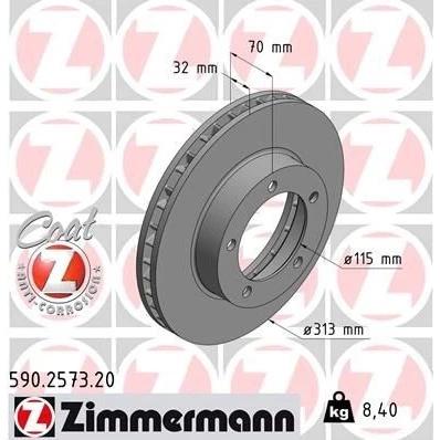 Billede af Bremseskive ZIMMERMANN 590.2573.20