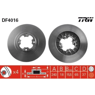 Billede af TRW DF4016 Bremseskiver 240 18 4 94 ventileret
