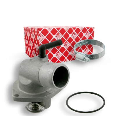 Billede af FEBI BILSTEIN 28349 Termostat 92, 107 med slangeklemme, tætningsring OPEL: Astra G Caravan, CC