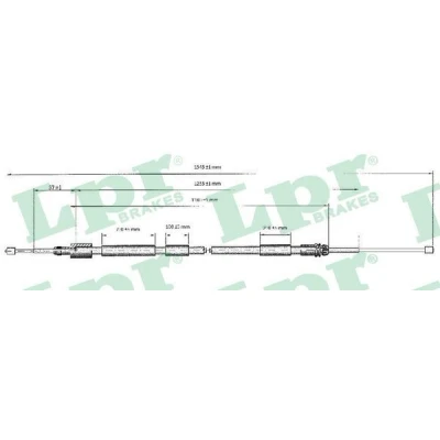 Billede af LPR C0117B Håndbremsekabel 1520/1170 Tromlebremse