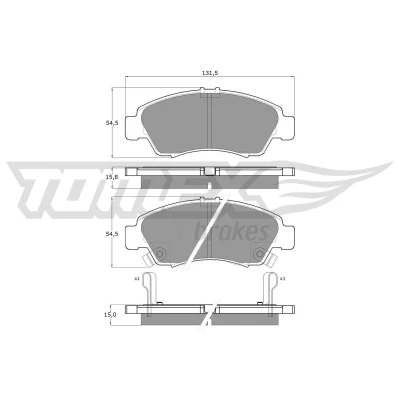 Billede af TOMEX brakes TX 12 65 Bremseklodser foraksel med akustisk advarsel for slid HONDA: Jazz 3, CIVIC 6 Hatchback, Stufenheck