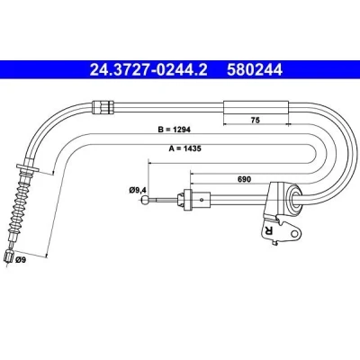 Billede af ATE 24.3727 0244.2 Håndbremsekabel 1435 MINI: Hatchback