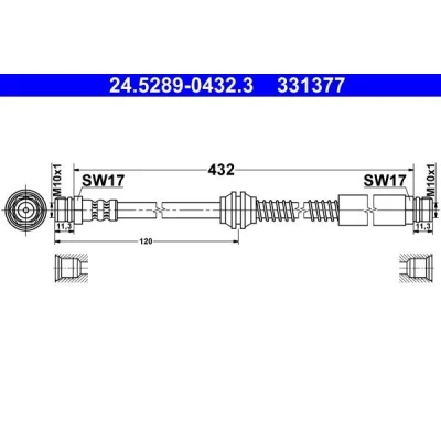Billede af ATE 24.5289 0432.3 Bremseslange 432 M10x1 VOLKSWAGEN: Caddy 3