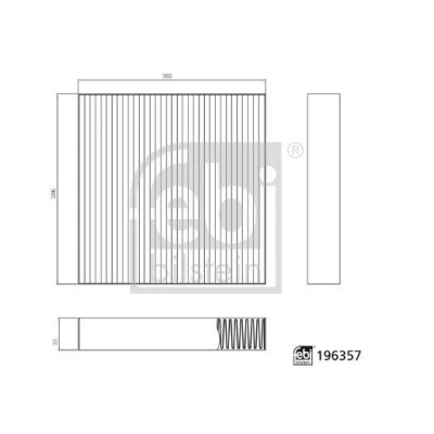 Billede af FEBI BILSTEIN 196357 Kabinefilter Pollenfilter 206mm 203mm 35mm
