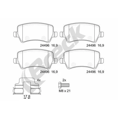 Billede af BRECK 24496 00 702 Bremseklodser med tilbehør VOLVO: V60 I, V70 3, XC60 FORD: S Max Mk1, Galaxy Mk2 MPV, LAND ROVER: Range Rover Evoque