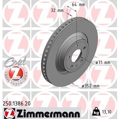 Billede af ZIMMERMANN COAT Z 250.1386.20 Bremseskiver 352 32 6/5 5 114 udvendig ventileret coatet højkarboniseret