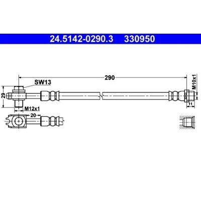 Billede af ATE 24.5142 0290.3 Bremseslange 290 M10x1 VOLKSWAGEN: Passat B5 GP Variant, Sedan, Variant