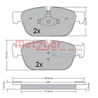 Billede af METZGER 1170619 Bremseklodser foraksel Inkl. slidadvarselskontakt med anti knirke plade PEUGEOT: 308 I Hatchback, 508 SW, 407 SW