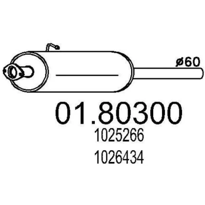 Billede af MTS 01.80300 Midterste Lyddæmper 900 FORD: Transit Mk4 Ladvogn/Chassis