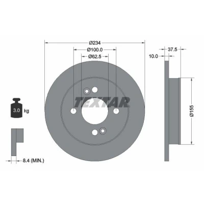 Billede af TEXTAR PRO 92147203 Bremseskiver 234 10 04/06 100 fuldstændigt coatet uden hjulbolte, hjulnav KIA: Picanto II, I, III