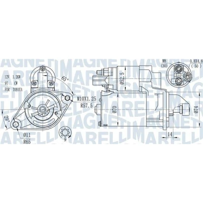 Billede af MAGNETI MARELLI 063721450010 Starter 12 1,2 9 TOYOTA: Yaris II Hatchback, RAV4 III SUV, Avensis Stationcar