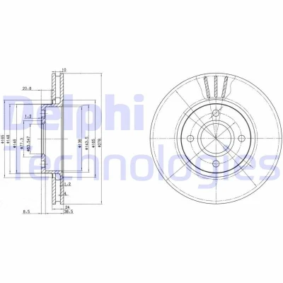 Billede af DELPHI BG3056 Bremseskiver 278 24 4 ventileret olieret ubehandlet uden hjullejer, ABS sensorring FORD: MONDEO 1 Kombi, 2, 2 Kombi