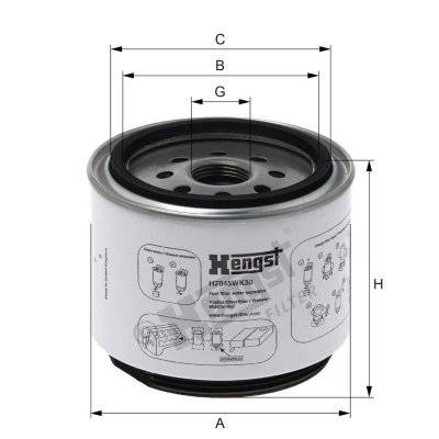 Billede af HENGST filter H7045WK30 Brændstoffilter Påskruet