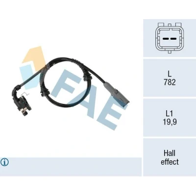 Billede af FAE 78548 ABS Sensor bagaksel Hall princip 2 782 PEUGEOT: 307 Stationcar, SW, 308 I Hatchback, CITROËN: C4 II Hatchback