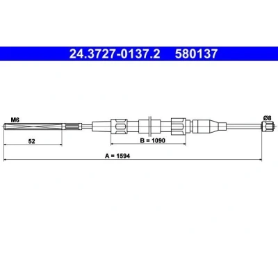 Billede af ATE 24.3727 0137.2 Håndbremsekabel 1594 VOLKSWAGEN: Polo II Coupe, Hatchback