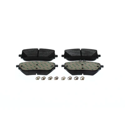 Billede af BOSCH 0 986 424 887 Bremseklodser Low Metallic med anti knirke plade, monteringsvejledning fjeder MERCEDES BENZ: A klasse, GLB, CLA Coupe