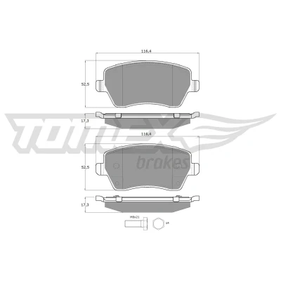 Billede af TOMEX brakes TX 14 16 Bremseklodser foraksel RENAULT: Megane 4, Clio Captur, DACIA: Duster SUV, Lodgy, II, NISSAN: Note I, MICRA 3