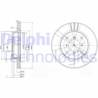 Billede af DELPHI BG2583 Bremseskiver 250 18 4 ventileret olieret ubehandlet uden hjullejer, ABS sensorring SUZUKI: SWIFT 2