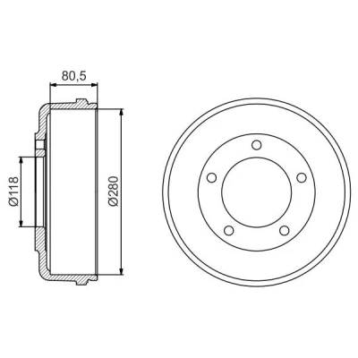 Billede af BOSCH 0 986 477 203 Bremsetromler 314 bagaksel FORD: Transit Mk5 Bus