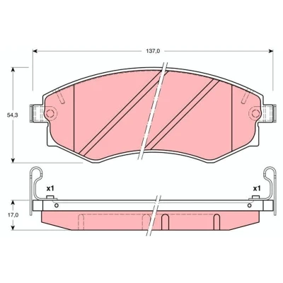 Billede af TRW GDB3169 Bremseklodser med akustisk advarsel for slid HYUNDAI: Matrix, SONATA 4, COUPE