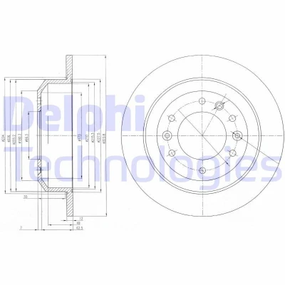 Billede af DELPHI BG4138 Bremseskiver 324 12 6 fuldstændigt olieret ubehandlet uden hjullejer, ABS sensorring KIA: CARNIVAL / GRAND 3