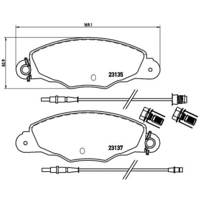 Billede af BREMBO P 61 061 Bremseklodser Inkl. slidadvarselskontakt med bremsecaliperskruer uden tilbehør CITROËN: XM II Hatchback, Xantia Stationcar