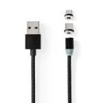 Billede af USB kabel 2.0 Type A Micro B Han / C No Data Transfer Nikkelplateret 2.00 m Runde Nylon Sort Box