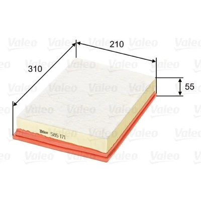 Billede af VALEO 585171 Luftfilter 60 210 310 Filterindsats med forfilter FORD: Galaxy Mk1 MPV, VOLKSWAGEN: Sharan I, SEAT: Alhambra I