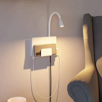 Billede af Paulmann Halina USB LED væglampe, fleksibel arm hvid