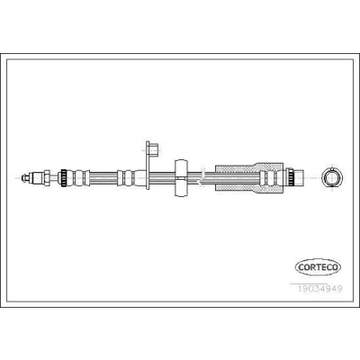 Billede af CORTECO 19034949 Bremseslange foraksel 530 M10X1 PEUGEOT: 207 Hatchback, SW, 407 Coupe, CITROËN: C3 Picasso, DS3 Hatchback