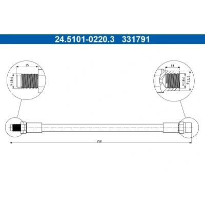 Billede af ATE 24.5101 0220.3 Bremseslange 250mm M10x1mm MERCEDES BENZ: G klasse SUV