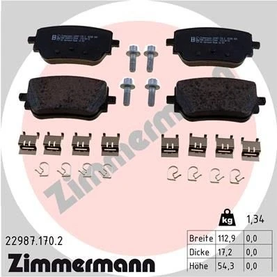 Billede af ZIMMERMANN 22987.170.2 Bremseklodser med skruer Billede svarer til leveringsomfang, fjeder MERCEDES BENZ: GLB, A klasse, CLA Coupe
