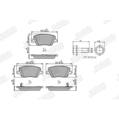 Billede af JURID 573626J Bremseklodser med akustisk advarsel for slid tilbehør FIAT: Tipo Stationcar, Hatchback