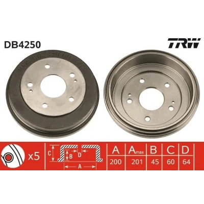 Billede af TRW DB4250 Bremsetromler HONDA: HR V I