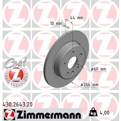 Billede af ZIMMERMANN COAT Z 430.2643.20 Bremseskiver 264 10 6/5 5 105 fuldstændigt coatet OPEL: Astra K Sports Tourer, Hatchback