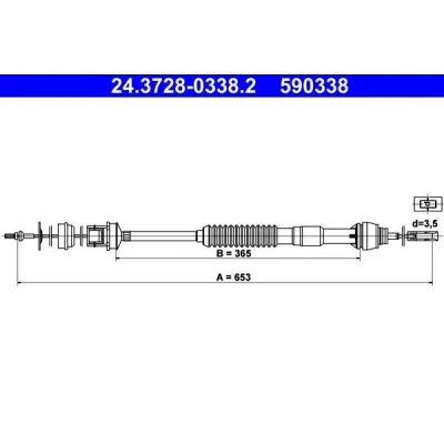 Billede af ATE 24.3728 0338.2 Koblingskabel med automatisk justering PEUGEOT: Partner I Combispace, CITROËN: Berlingo / First