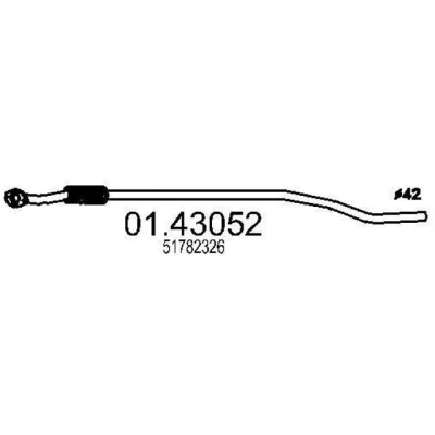 Billede af MTS 01.43052 Udstødningsrør 2350 foran til mellemlydpotte FIAT: Grande Punto Hatchback, Evo Hatchback