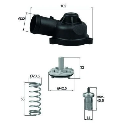 Billede af MAHLE ORIGINAL TI 244 83D Termostat 83 med pakning VOLKSWAGEN: GOLF 6, Passat B7 Variant, Polo V Hatchback, SEAT: Ibiza 4 Sportcoupe,