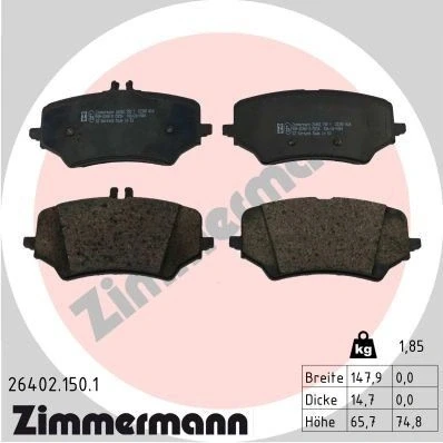 Billede af ZIMMERMANN 26402.150.1 Bremseklodser Forberedt til slidindikator Billede svarer leveringsomfang MERCEDES BENZ: EQE
