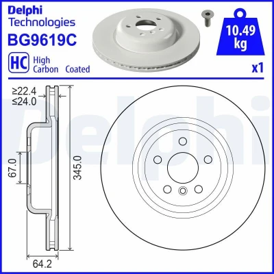 Billede af Bremseskive DELPHI BG9619C
