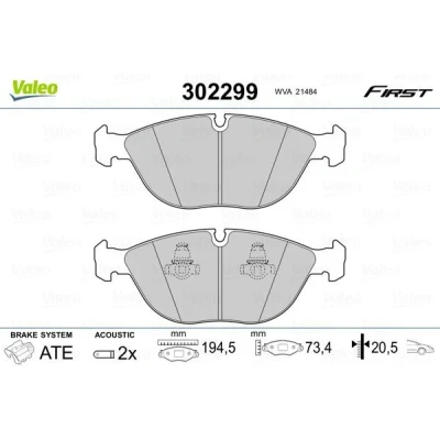 Billede af VALEO 302299 Bremseklodser foraksel Inkl. slidadvarselskontakt med anti knirke plade VOLKSWAGEN: Golf 4, Passat B5 GP Variant, Sedan