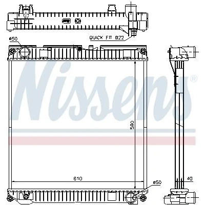 Billede af NISSENS 67224A Radiator Aluminium 590 610 40 uden ramme Loddet køleripper