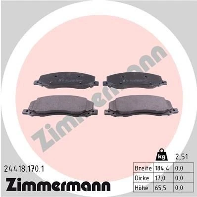 Billede af ZIMMERMANN 24418.170.1 Bremseklodser med akustisk advarsel for slid Billede svarer til leveringsomfang OPEL: Insignia A Sports Tourer