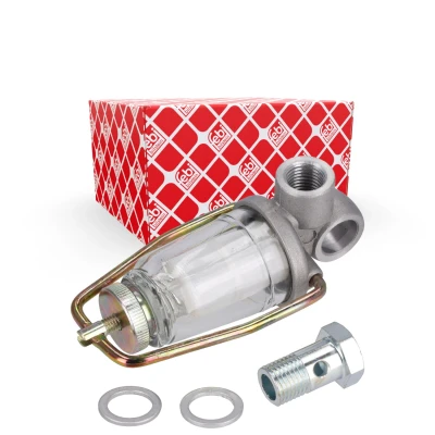 Billede af FEBI BILSTEIN 35084 Brændstoffilter Forfilter, med inspektionsglas banjobolt, fastgørelsesbøjle, tætningsring MAN: TGL, TGA, M 90