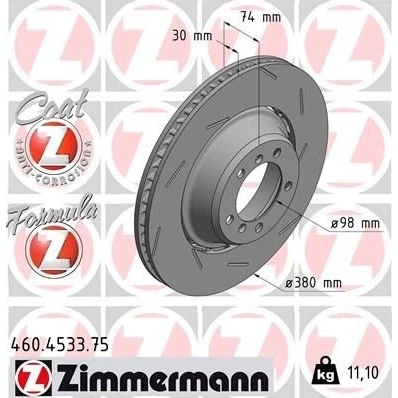 Billede af ZIMMERMANN 460.4533.75 Bremseskiver 380 30 7/5 5 130 ventileret, opslidset, todelt bremseskive coatet legeret