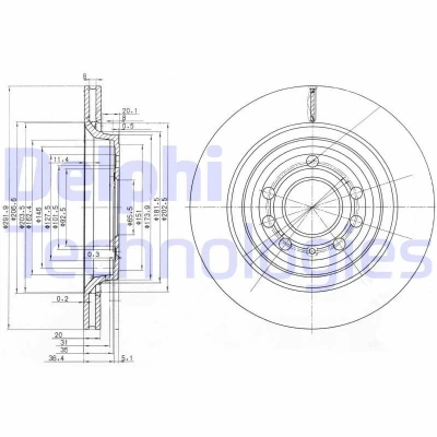 Billede af DELPHI BG3886C Bremseskiver 292 20 5 ventileret coatet ubehandlet uden hjullejer, ABS sensorring OPEL: Vectra C Caravan, CC