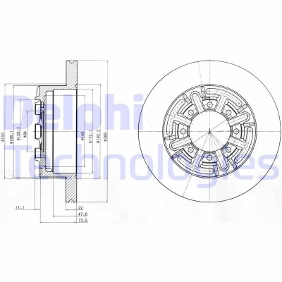 Billede af DELPHI BG4171 Bremseskiver 289 22 8 fuldstændigt olieret ubehandlet uden hjullejer, ABS sensorring IVECO: DAILY 4 Kasten/Kombi