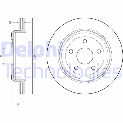 Billede af DELPHI BG4802C Bremseskiver 330 22 5 ventileret coatet ubehandlet uden hjullejer, ABS sensorring